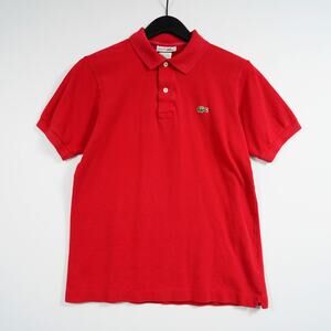 Vintage Chemise Lacoste Polo Shirt Red Made in France Size 3 Cotton